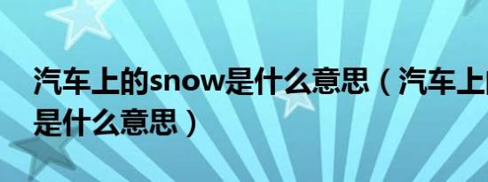 汽车上的snow是什么意思（汽车上的snow是什么意思）