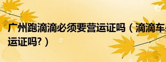 广州跑滴滴必须要营运证吗（滴滴车必须办营运证吗?）