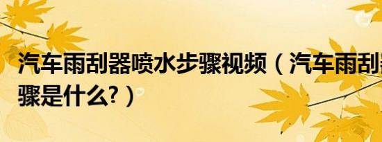 汽车雨刮器喷水步骤视频（汽车雨刮器喷水步骤是什么?）