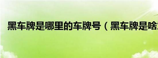 黑车牌是哪里的车牌号（黑车牌是啥意思）