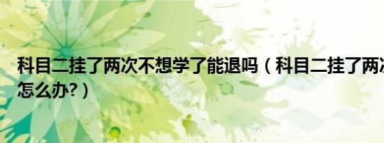 科目二挂了两次不想学了能退吗（科目二挂了两次不想学了怎么办?）