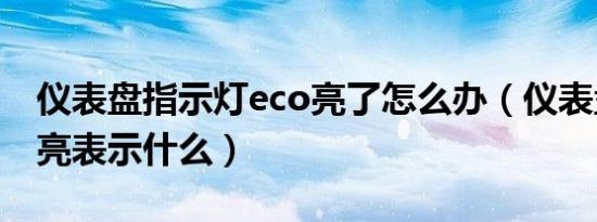 仪表盘指示灯eco亮了怎么办（仪表盘eco灯亮表示什么）