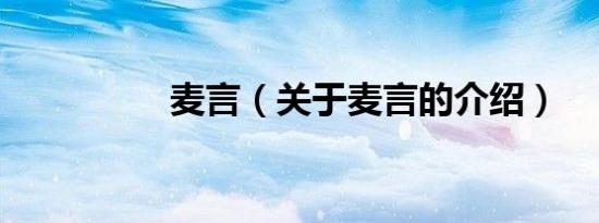 麦言（关于麦言的介绍）