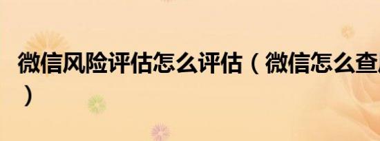 微信风险评估怎么评估（微信怎么查风险评估）