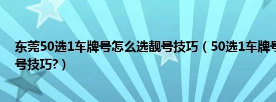 东莞50选1车牌号怎么选靓号技巧（50选1车牌号怎么选靓号技巧?）