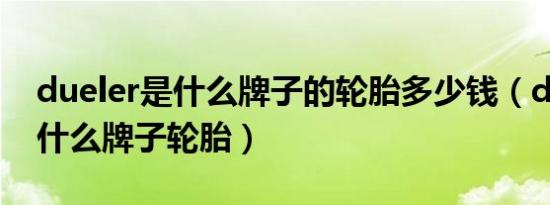 dueler是什么牌子的轮胎多少钱（dueler是什么牌子轮胎）