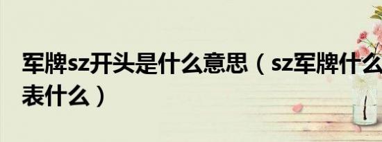 军牌sz开头是什么意思（sz军牌什么意思Z代表什么）