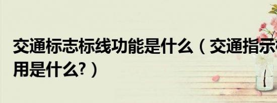 交通标志标线功能是什么（交通指示标线的作用是什么?）