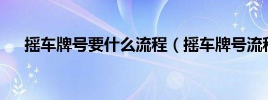摇车牌号要什么流程（摇车牌号流程?）