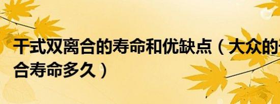 干式双离合的寿命和优缺点（大众的干式双离合寿命多久）