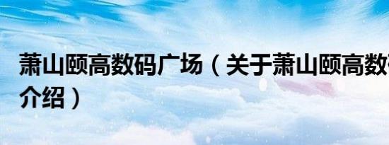 萧山颐高数码广场（关于萧山颐高数码广场的介绍）