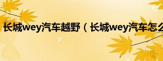 长城wey汽车越野（长城wey汽车怎么样？）