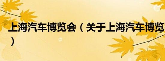 上海汽车博览会（关于上海汽车博览会的介绍）