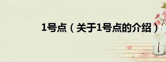 1号点（关于1号点的介绍）