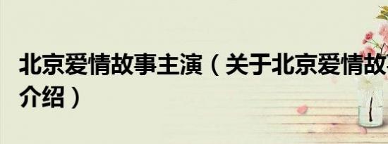 北京爱情故事主演（关于北京爱情故事主演的介绍）