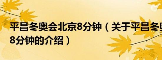 平昌冬奥会北京8分钟（关于平昌冬奥会北京8分钟的介绍）