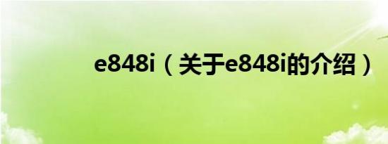 e848i（关于e848i的介绍）