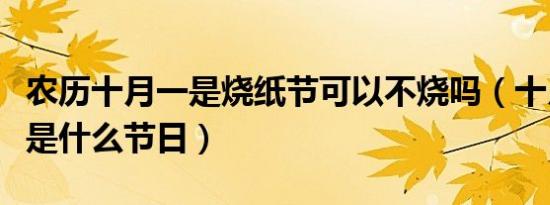 农历十月一是烧纸节可以不烧吗（十月一烧纸是什么节日）