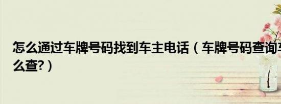 怎么通过车牌号码找到车主电话（车牌号码查询车主电话怎么查?）