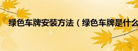 绿色车牌安装方法（绿色车牌是什么车?）
