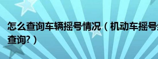 怎么查询车辆摇号情况（机动车摇号结果怎么查询?）
