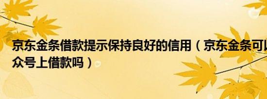 京东金条借款提示保持良好的信用（京东金条可以在微信公众号上借款吗）