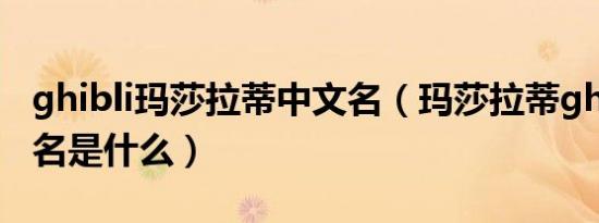 ghibli玛莎拉蒂中文名（玛莎拉蒂ghibli中文名是什么）