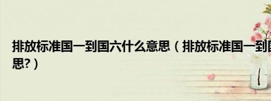 排放标准国一到国六什么意思（排放标准国一到国六什么意思?）