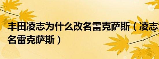 丰田凌志为什么改名雷克萨斯（凌志为什么改名雷克萨斯）