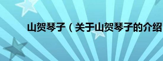 山贺琴子（关于山贺琴子的介绍）