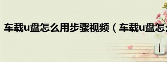 车载u盘怎么用步骤视频（车载u盘怎么用?）