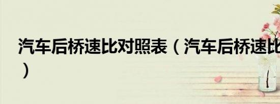 汽车后桥速比对照表（汽车后桥速比怎么算?）