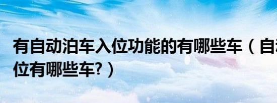 有自动泊车入位功能的有哪些车（自动泊车入位有哪些车?）