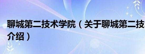 聊城第二技术学院（关于聊城第二技术学院的介绍）