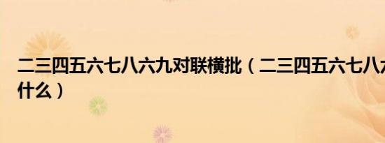二三四五六七八六九对联横批（二三四五六七八六九横批是什么）