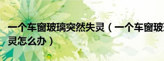 一个车窗玻璃突然失灵（一个车窗玻璃突然失灵怎么办）