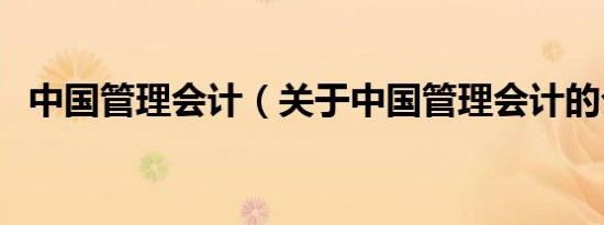 中国管理会计（关于中国管理会计的介绍）