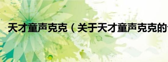 天才童声克克（关于天才童声克克的介绍）