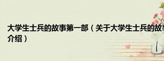 大学生士兵的故事第一部（关于大学生士兵的故事第一部的介绍）