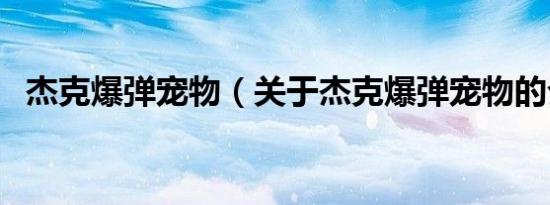 杰克爆弹宠物（关于杰克爆弹宠物的介绍）