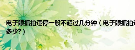 电子眼抓拍违停一般不超过几分钟（电子眼抓拍违停概率是多少?）