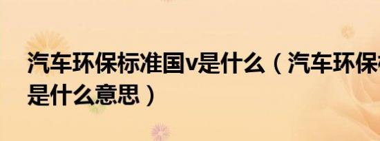 汽车环保标准国v是什么（汽车环保标准国v是什么意思）