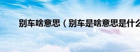 别车啥意思（别车是啥意思是什么）
