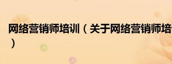 网络营销师培训（关于网络营销师培训的介绍）