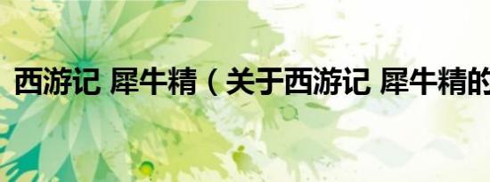 西游记 犀牛精（关于西游记 犀牛精的介绍）