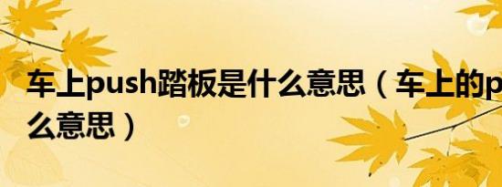 车上push踏板是什么意思（车上的push是什么意思）