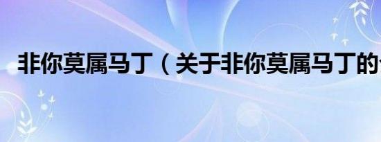 非你莫属马丁（关于非你莫属马丁的介绍）