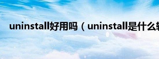 uninstall好用吗（uninstall是什么软件）
