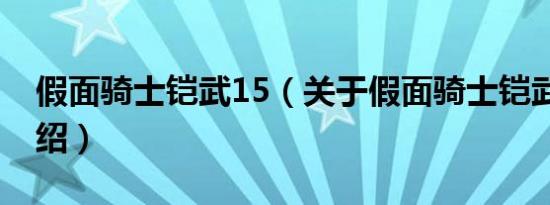 假面骑士铠武15（关于假面骑士铠武15的介绍）