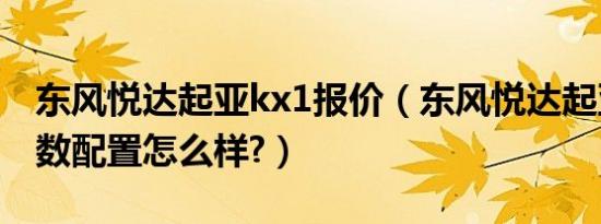东风悦达起亚kx1报价（东风悦达起亚kx1参数配置怎么样?）